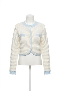 NEW CENTRAL PARK WEST celeste cardigan in white and light blue